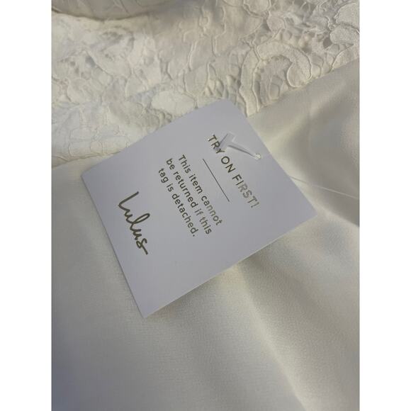 LULU'S SZ S White Dance All Evening Halter Lace Bridal Formal Maxi Dress NWT 0b6 - Picture 9 of 10